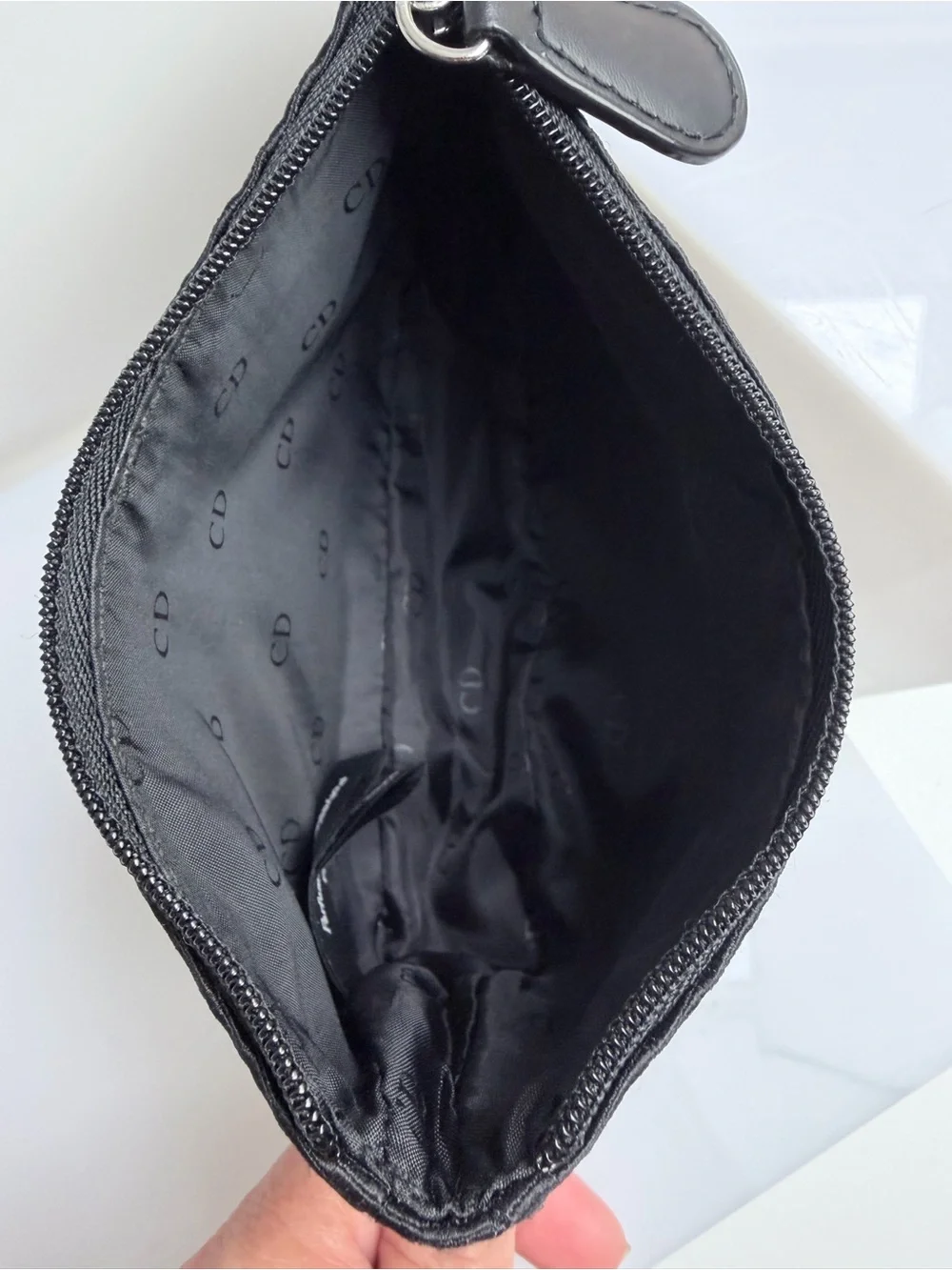 Mini Dior Beauty Bag in Black with Silver Hardware and D Charm